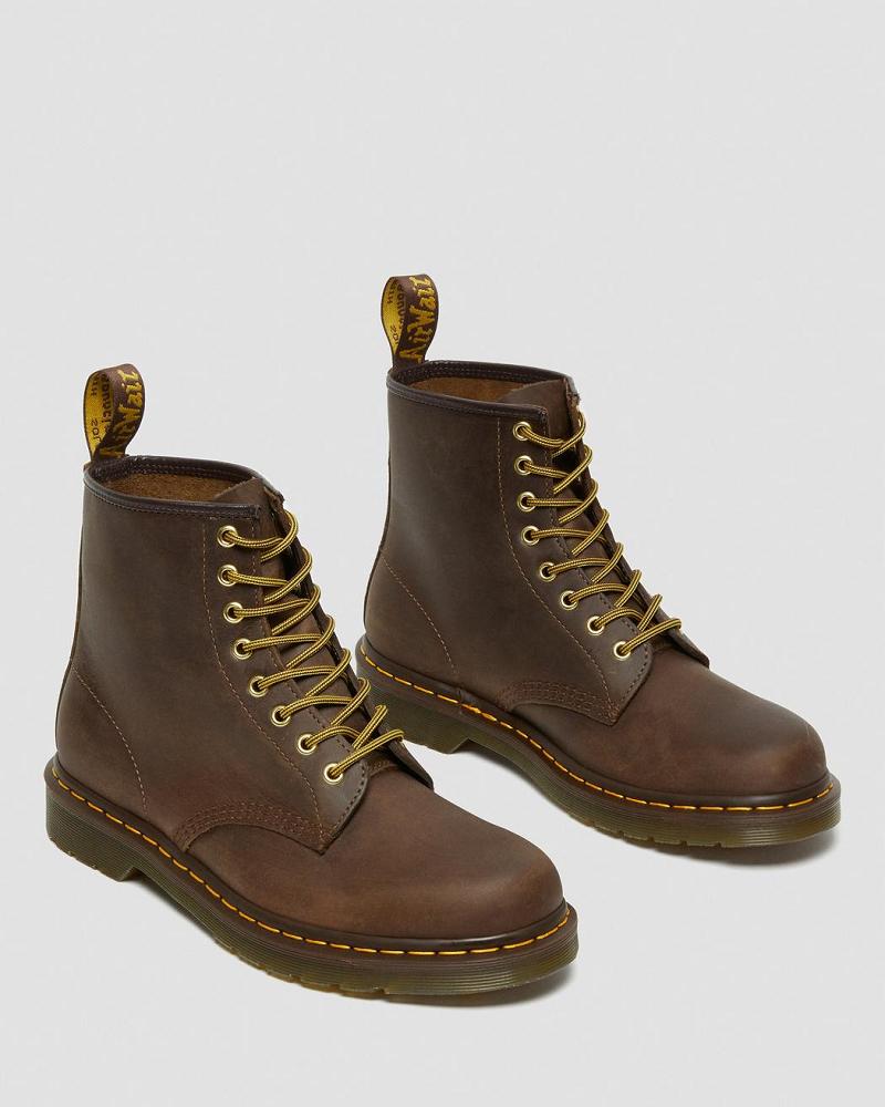 Brown Women's Dr Martens 1460 Crazy Horse Leather Lace Up Boots | CA 155FDN